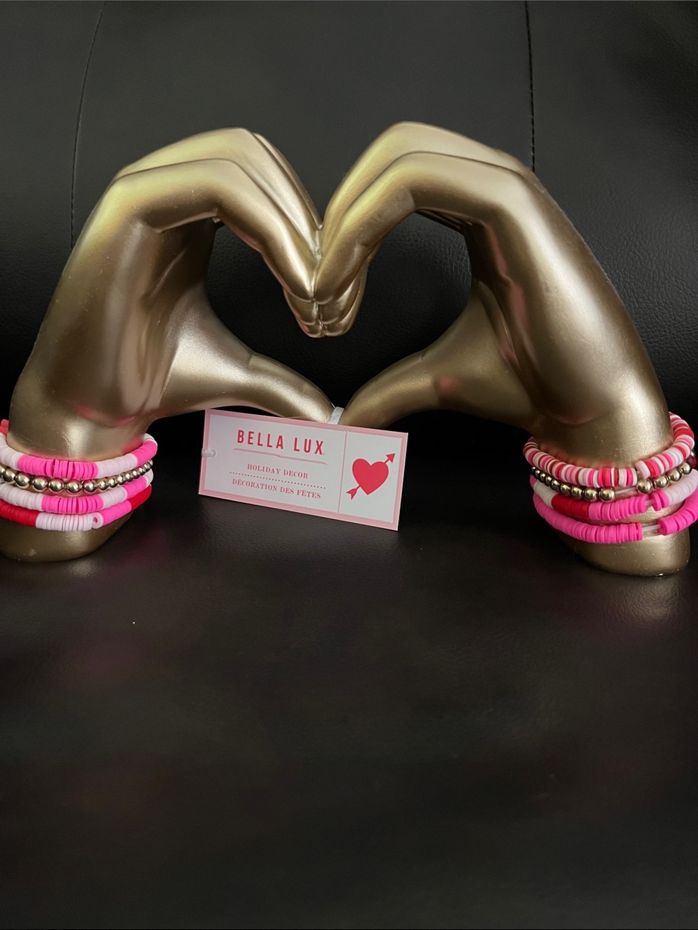 Taylor Swift inspired Gold Heart Hands with Pink Beaded Bracelets
